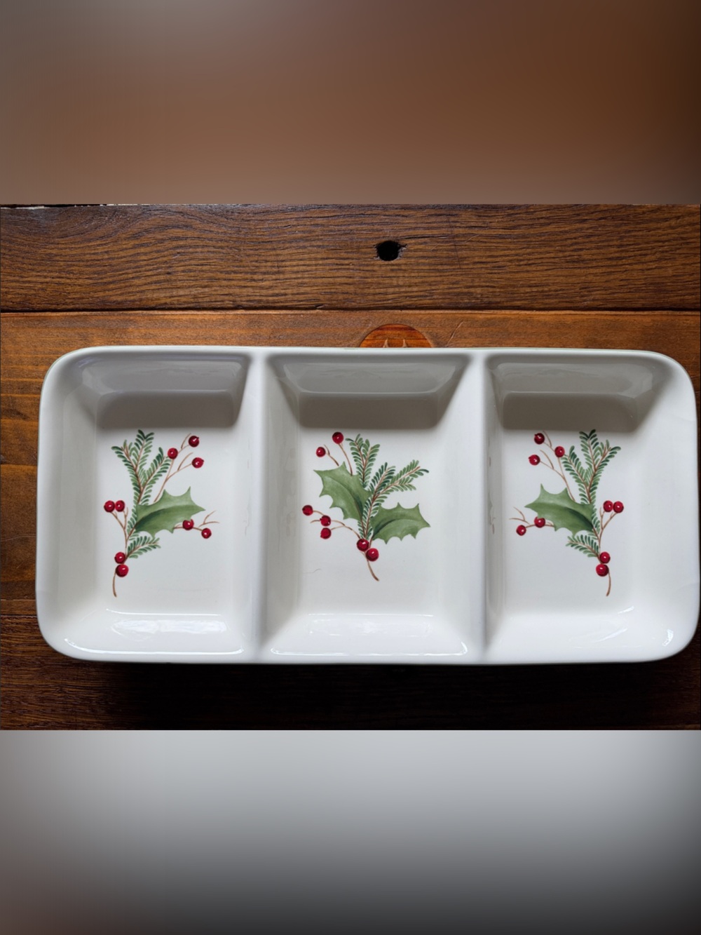 Rare Lenox Holiday Berry Condiment Platter
